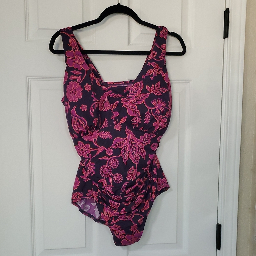 Floral Pink and Purple Swimsuit